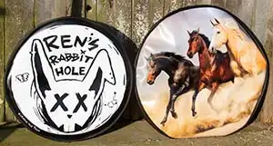 These can be made to any size. Printed soft wheel covers.