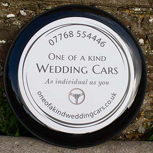 Wedding car wheel cover.
